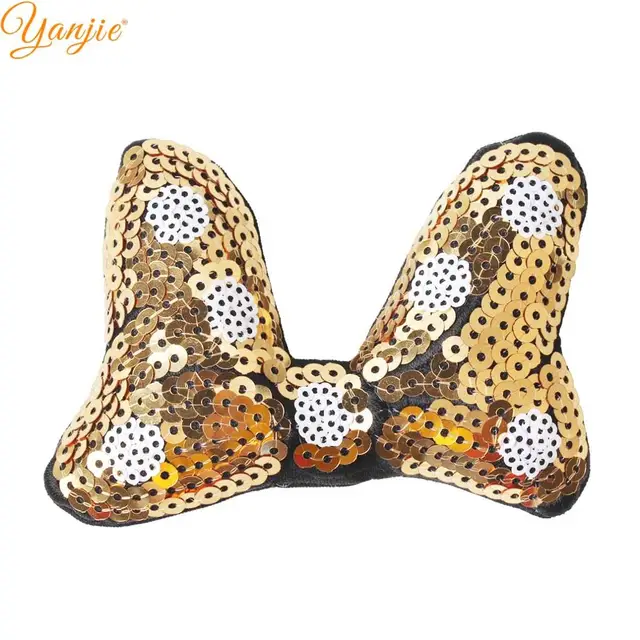 12pcs Lot 4 White Dots Sequin Hair Bows For Girls Diy Glitter