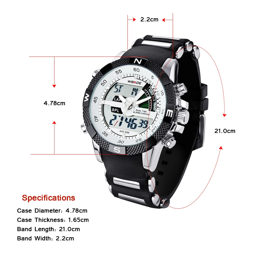 WEIDE часы кварцевые мужские спортивные Спорт Цифровой Кремния аналоговые