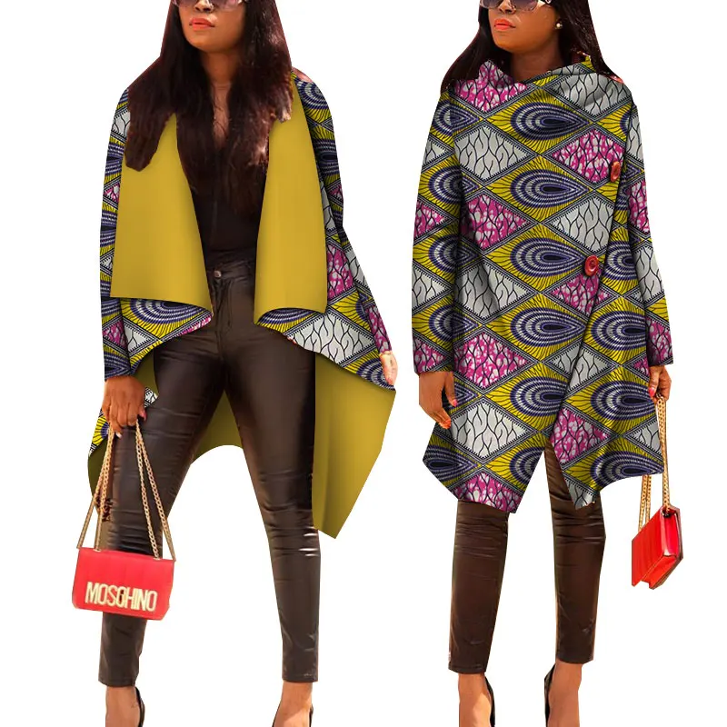 Women African Tops African Print Cotton Casual Coat Women Bazin Riche Trench Coat Lady Traditional African Clothes WY4715