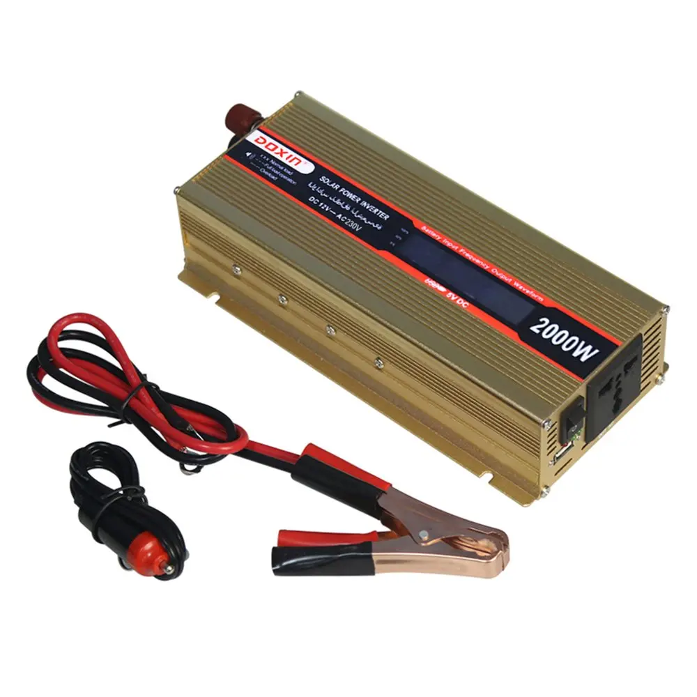 

DFGX 2000W Professional Solar Power Inverter DC 12V to AC 220V with LED Display Car Converter with Battery Clamp
