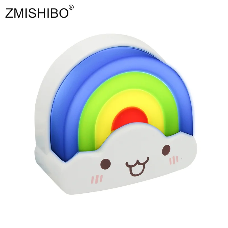 

ZMISHIBO Mini Rainbow LED Night Light Voice Light Sensor Control Lights Wall Decor Kids Present Lovely Home Baby Bedside Lamp