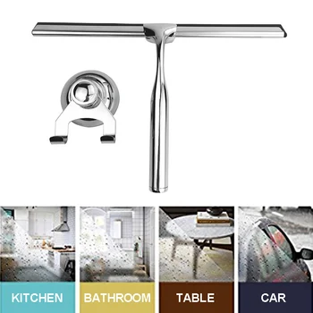 

Newly Stainless Steel Glass Window Wiper Shower Squeegee Mirror Cleaning with Sucker Hook Holder XSD88