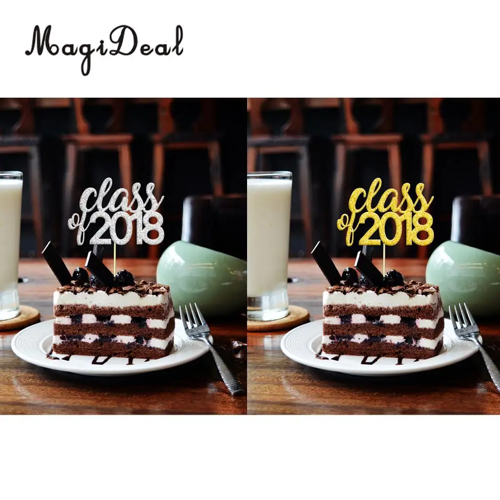 Pack of 20 Class of 2018 Cake Cupcake Toppers Congratulation Graduation Party Fruit Muffin Food Sticks