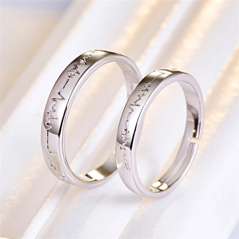 Personalized Stainless Steel ECG rings,Friendship EKG rings, Couple ring Wedding Ring ,Gift for her, Gift for men