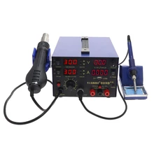 SAIKE 909D 909D++ фена паяльная станция всасывающая станция DC Регулируемый источник питания 15 в 2A термостат паяльник