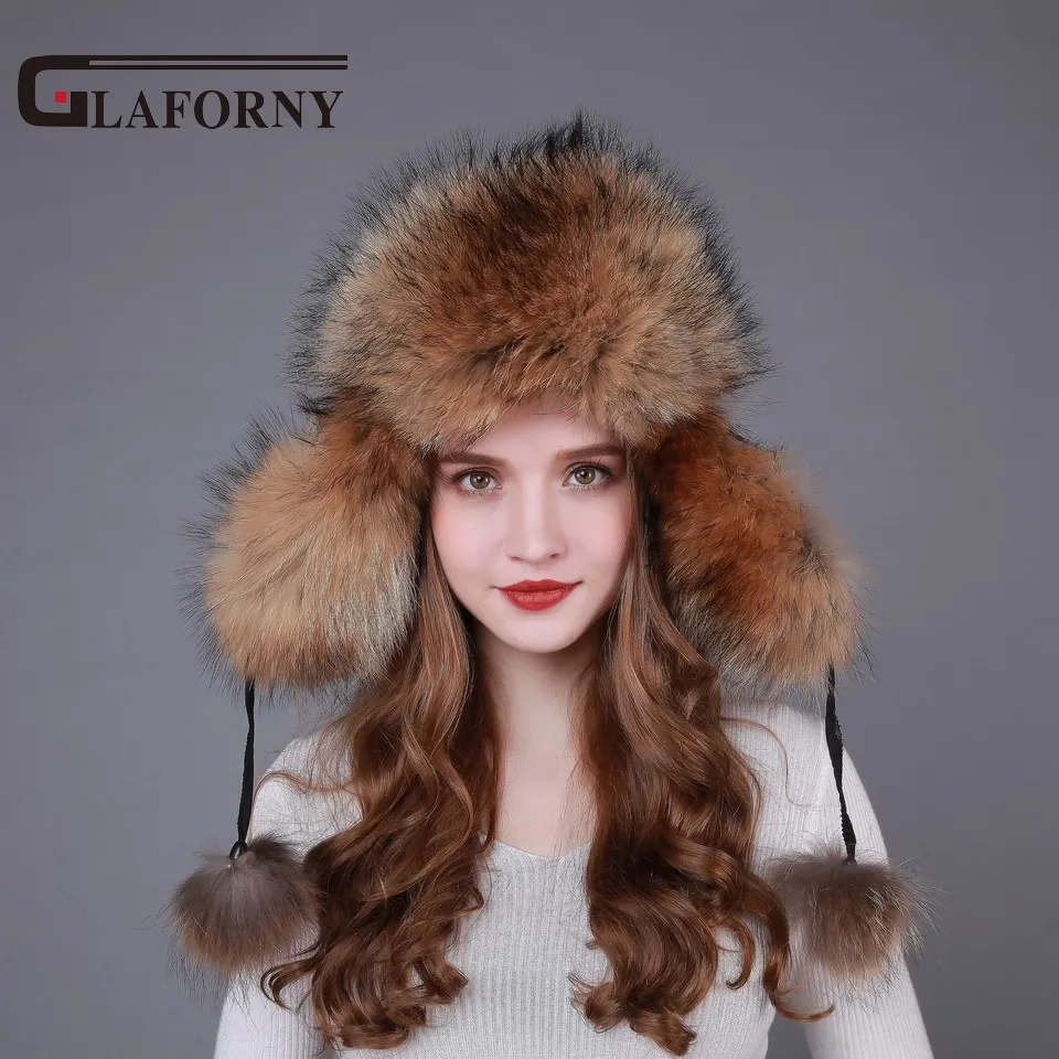 Шапка из лисьего меха Glaforny модная меховая защита для ушей русских женщин 2018