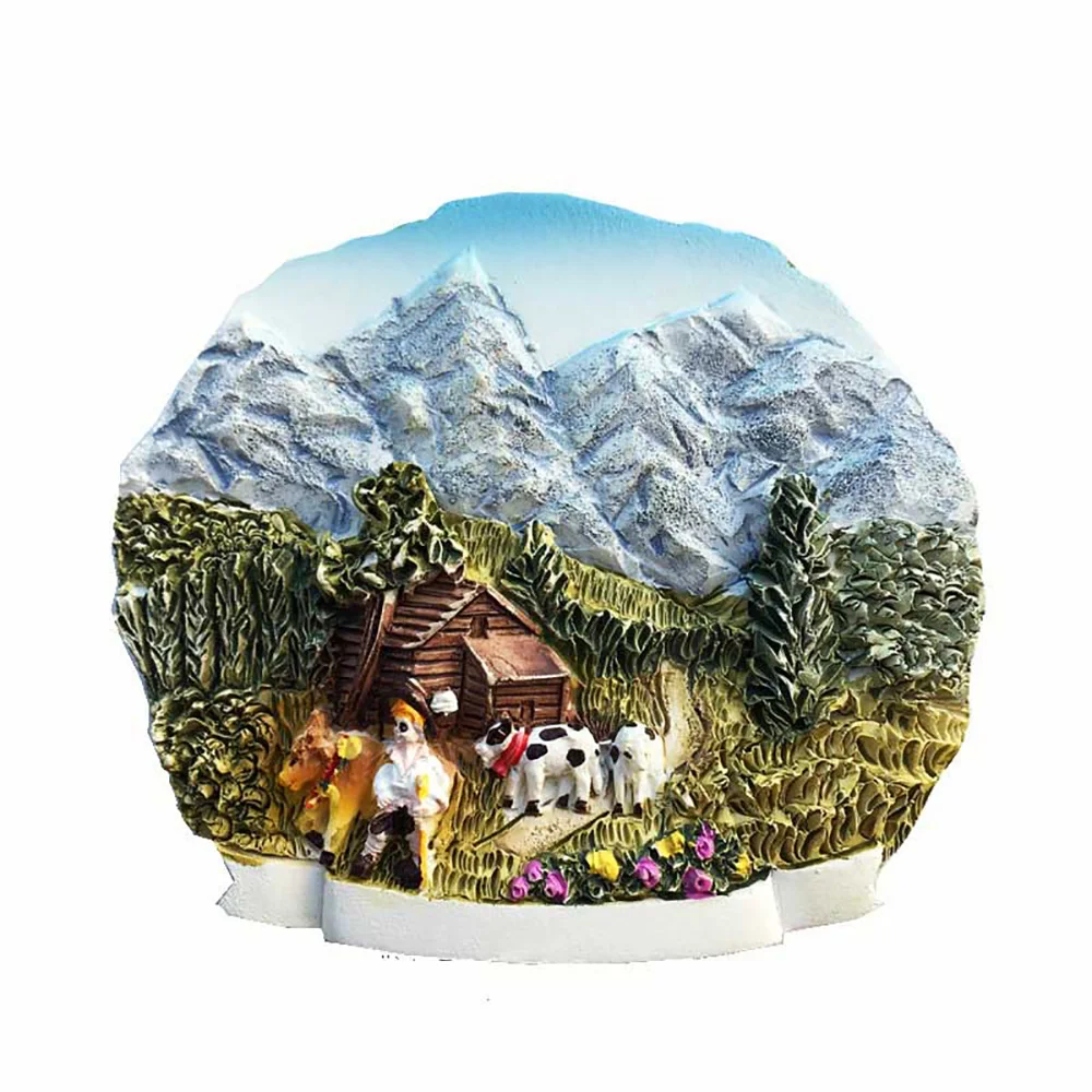 

Lychee Swiss Jungfrau Refrigerator Magnetic Sticker Famous Landscape Fridge Magnet Modern Home Kitchen Decoration