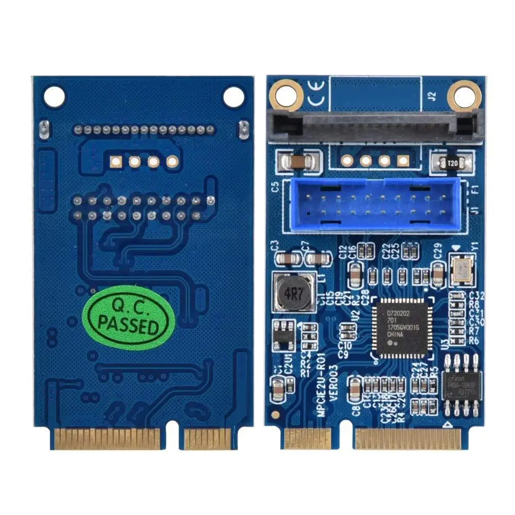 2019 New Arrival MINI PCI-E to 2Port USB 3.0 19 Pin Converter Adapter Desktops Extender Card |