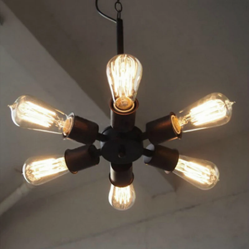 Americano Do Vintage de Ferro Bar Restaurante Lustre Escadas Loft Criativo 6 Roda Gigante Estilo Industrial iluminação Decorativa