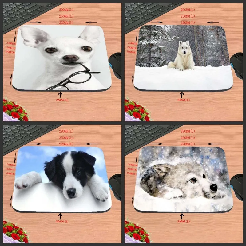 New High quality 250x290x2mm 180X220X2mm Customized Mouse Pad Wild Animals Dog Wolf Snow Computer Rectangle Mat | Компьютеры и офис