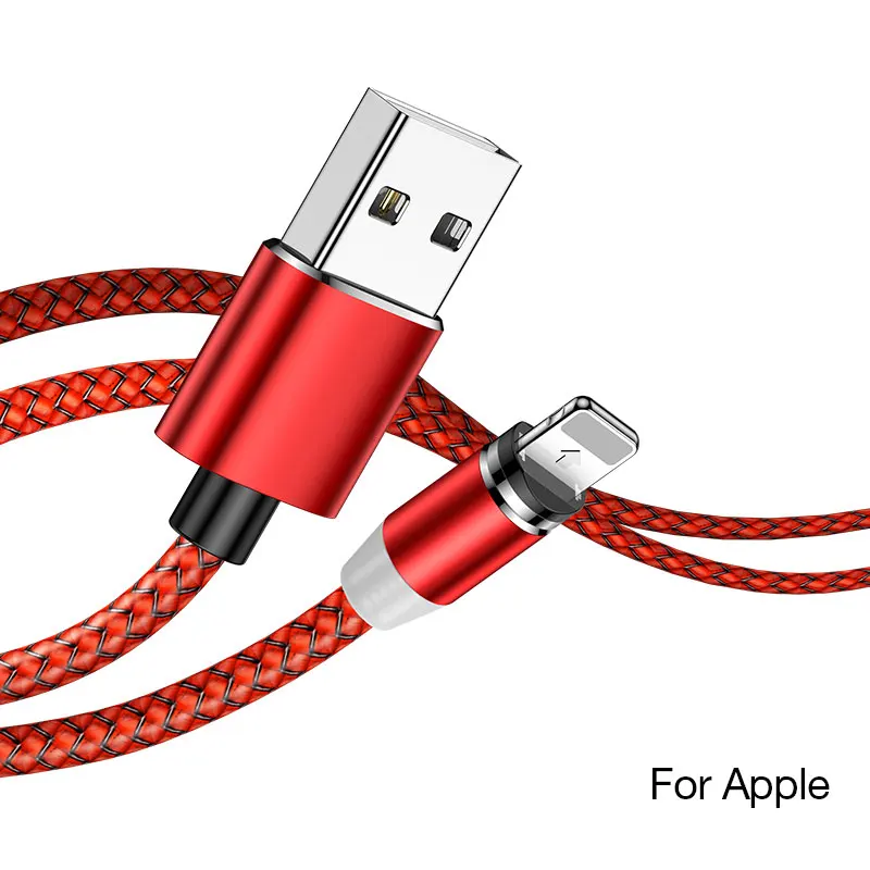 Магнитный usb-кабель светодиодный Micro Магнитный usb-кабель type C для зарядки Apple IPhone X 7 8 6 Xs Max XR samsung xiaomi huawei шнур - Цвет: For iPhone Red