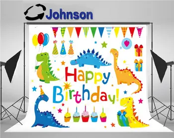 

dinosaur party Birthday Cake Funny Flag Balloon Gift background Vinyl cloth High quality Computer print wall backdrop