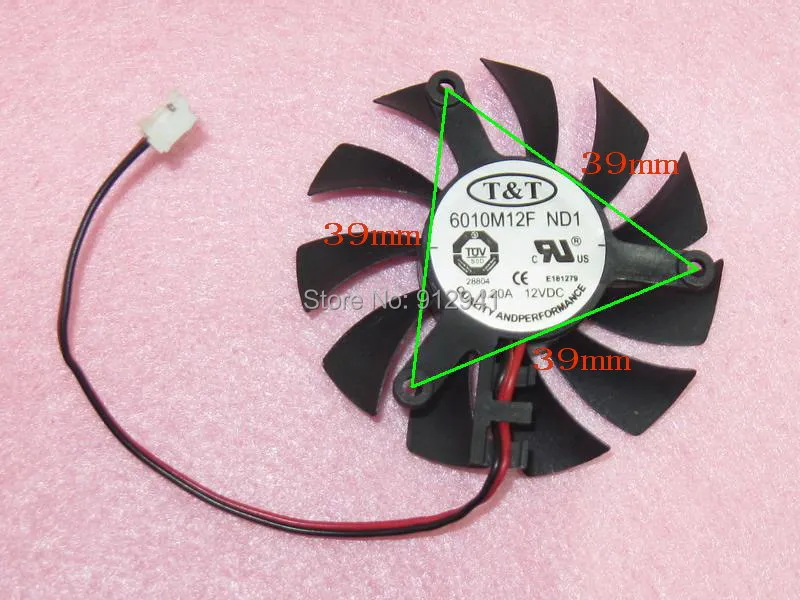 

6010M12F ND1 55mm Graphics / Video Card VGA Cooler Fan Replacement 39mm x 39mm x 39mm 12V 0.20A 2Wire 2Pin Connector