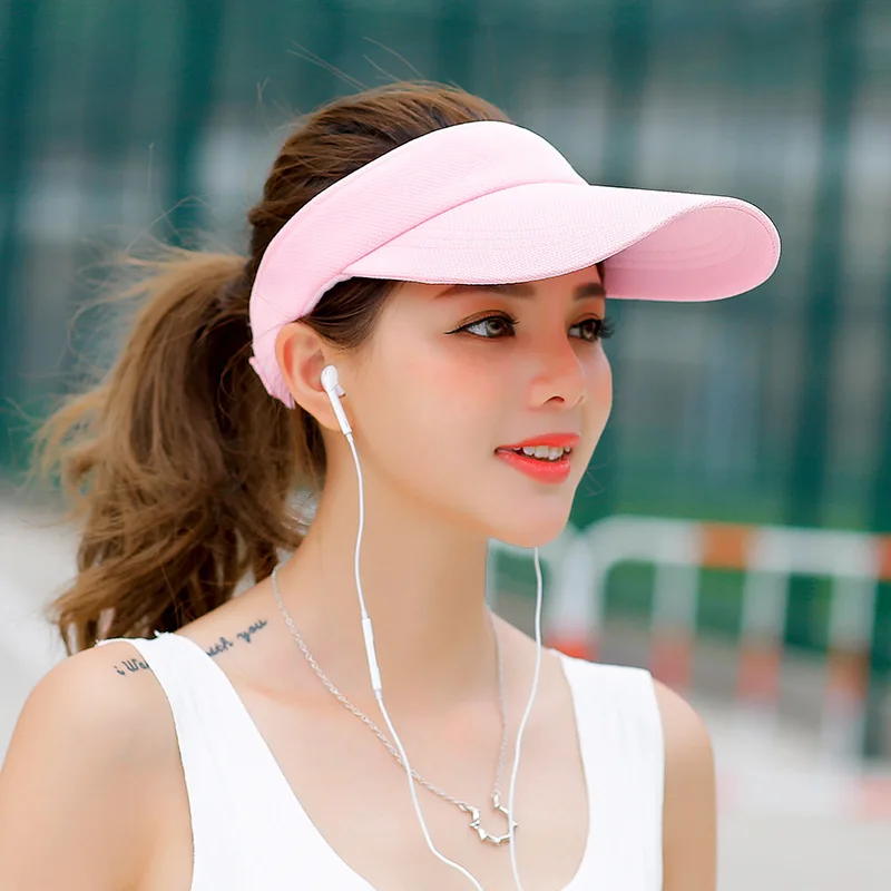 SORRYNAM козырек шляпа летняя женская Солнцезащитная брендовая бейсболка s регулируемый размер Viseira шапочки пляжная пустая верхняя Кепка MZ1740 - Цвет: pink