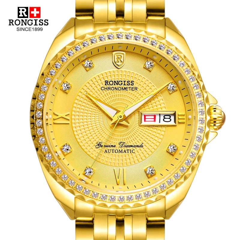 RONGISS Switzerland 18k gold watches men luxury brand japan 24 JEWELS