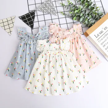 

Roimyal Wholesale dress New girl dress fruit tree kid summer new style flying sleeves children dress toddler Free Shipping