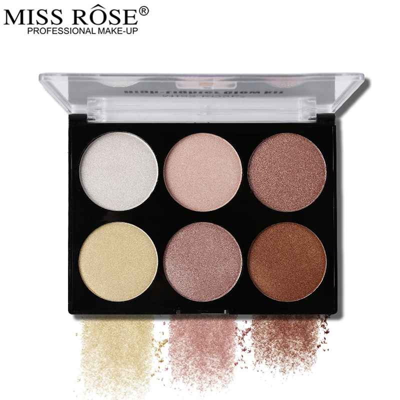 

Miss Rose Brand 6 Color Shimmer Highlighter Makeup Palette Face Highlight Illuminator Powder Glow Kit Bronzers Contour Cosmetics