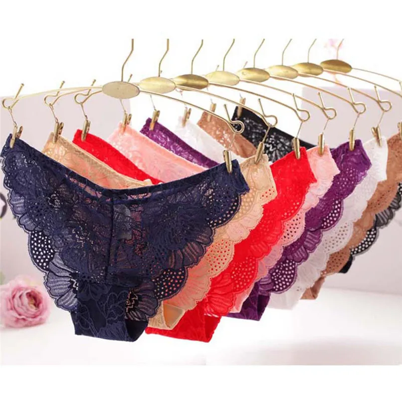 

TCWomen's sexy Lace Panties UnderwearTransparent Comfortable Knickers Floral Lace Briefs Lingerie Breathable Plus size S/XL H0TB