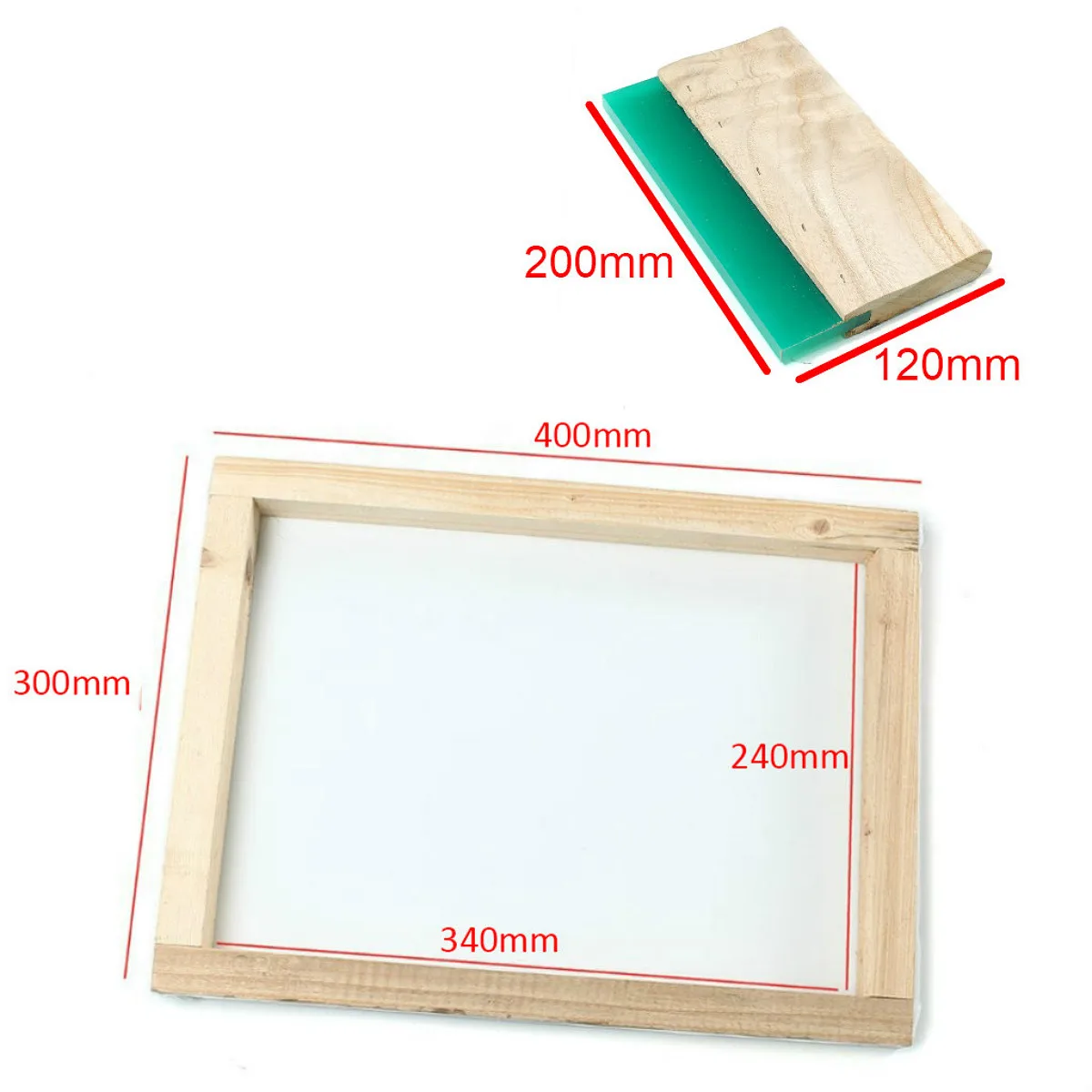 A4 silk screen printing frame with 43T mesh & 8" Wooden Squeegee VALUE PACK 