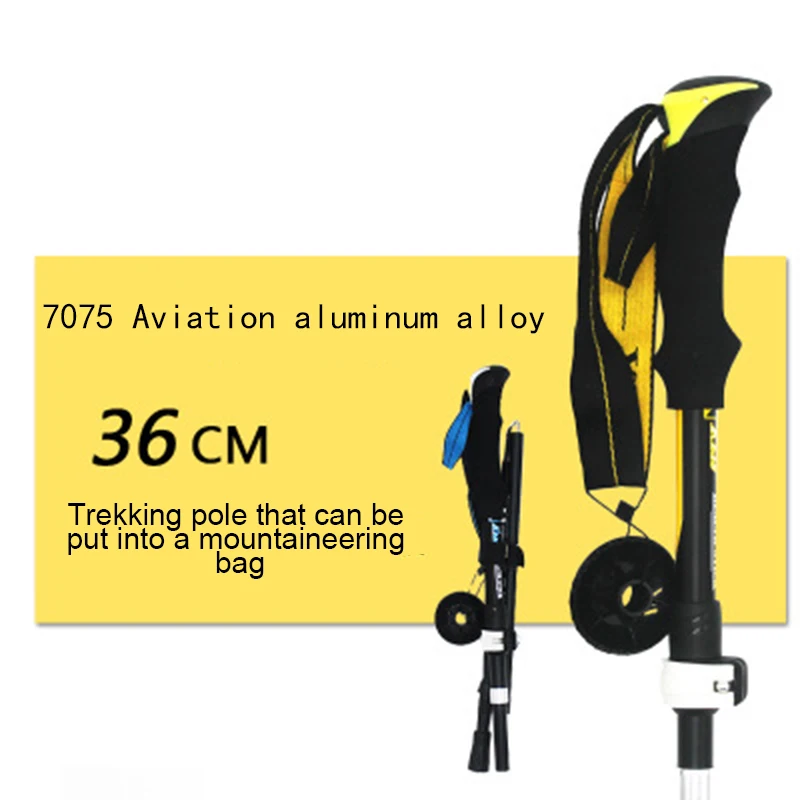 

2019 new Alpenstocks Folding telescopic trekking pole aluminum alloy lock speed lock lock shock cane walking stick