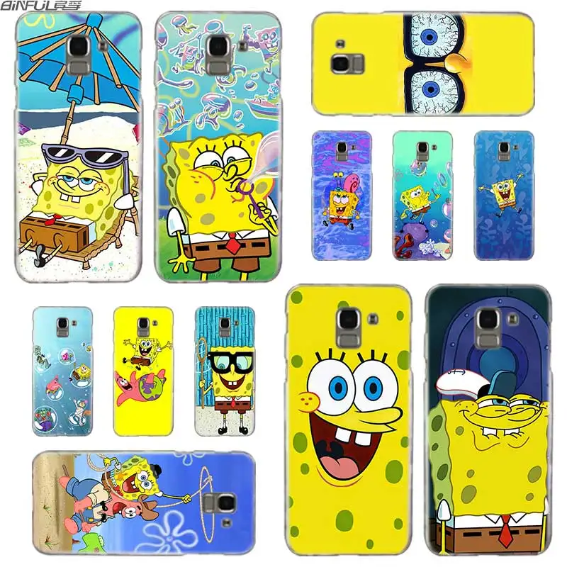 

BINFUL Transparent hard case for Samsung J3 J4 J5 J6 J7 J8 2015 2016 2017 EU 2018 Prime Max Sponge Bob Funny
