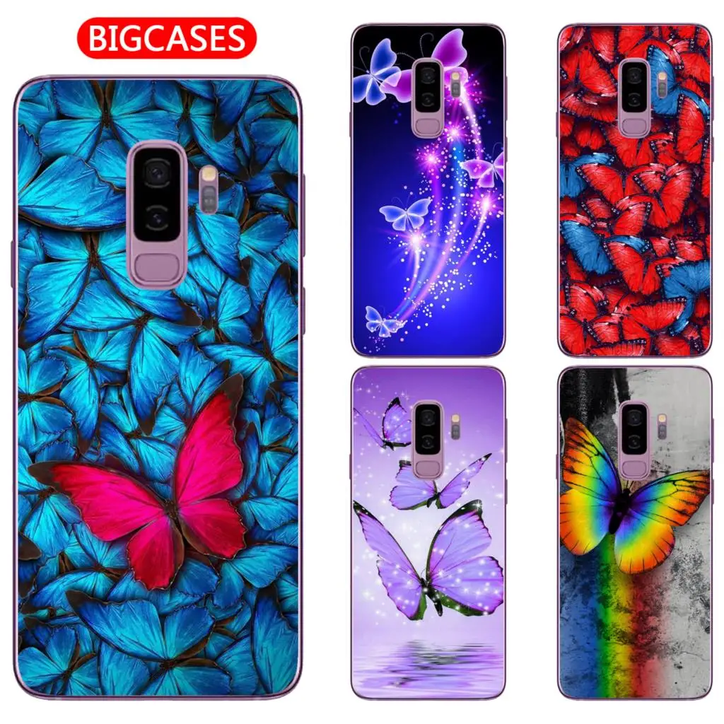 For Samsung Galaxy S9 Plus Case Cover 6.2&quot Soft TPU Silicone Popular Cute Color Shiny Dreamy Butterfly Flower Painted Phone |