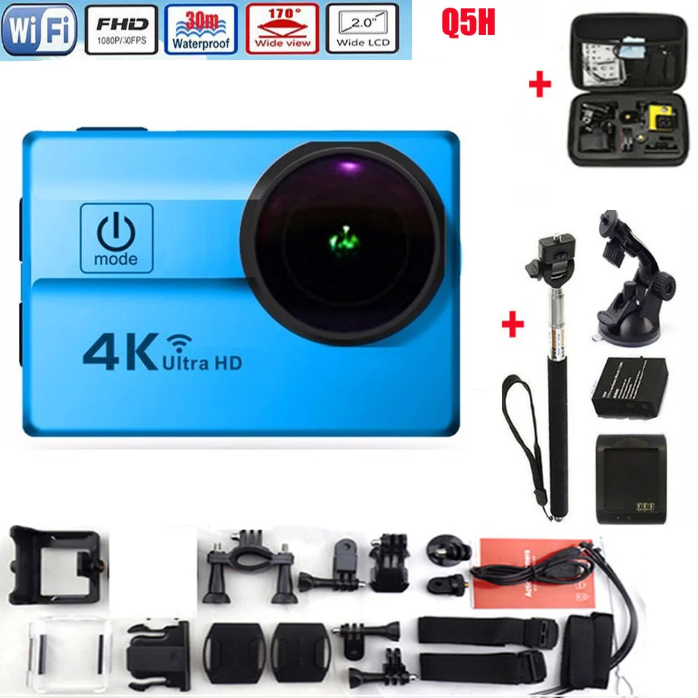 

2017 Waterproof Pro Action Camera Wifi 2.0 LTPS LED Mini Cam Recorder Marine Diving Action Camera 4K HD Car DVRs Q5H