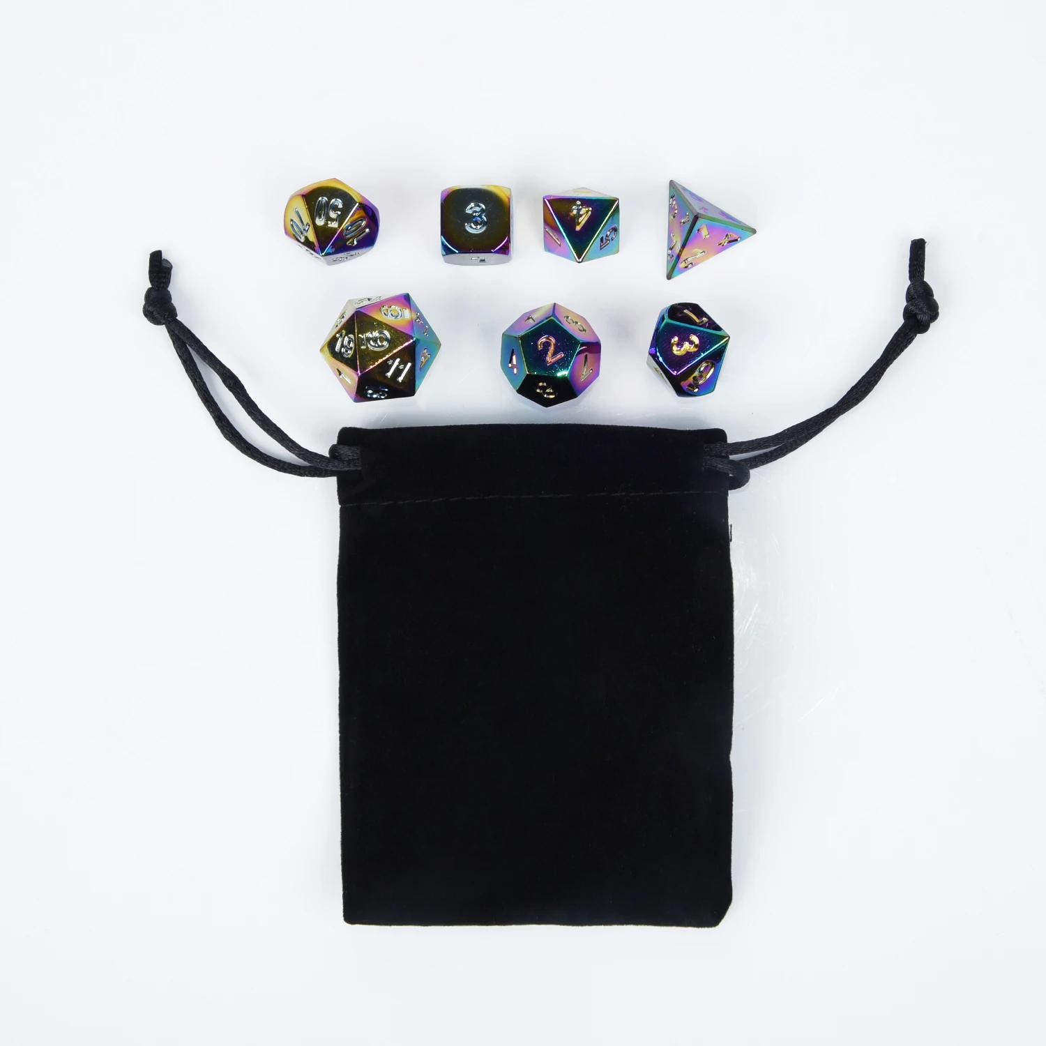 

7Pcs Metal Polyhedral Dice For DND RPG MTG Role Playing Game + Bag High Grade