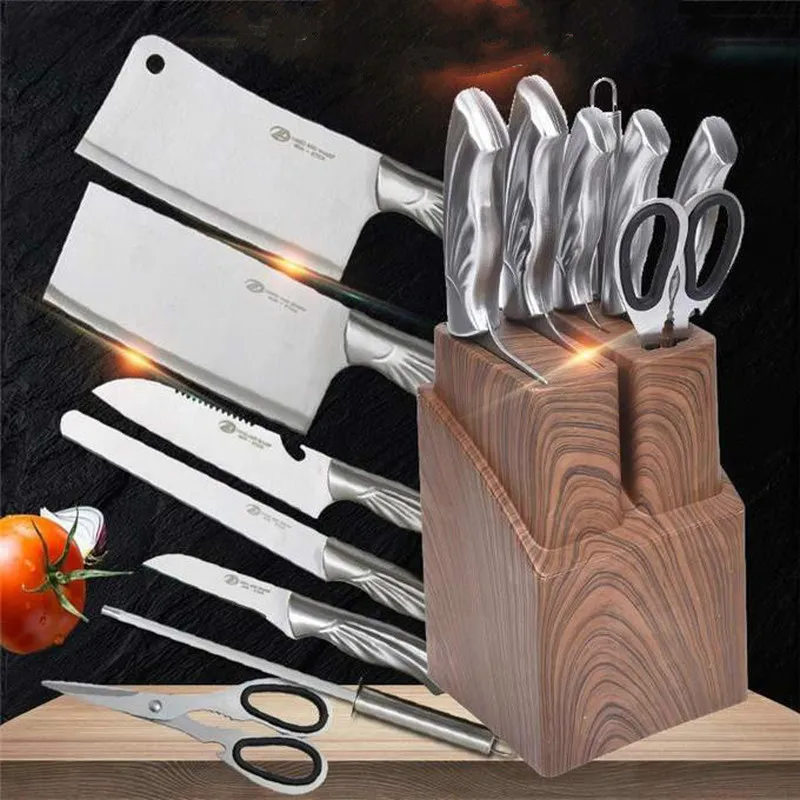 

8PCS/SET Kitchen knife set stainless steel hollow handle kitchen full set of tool set with knife holder ZP01071548