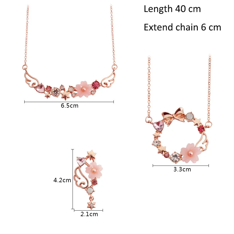 Japanese Pink Card Captor Sakura Earrings Rose Gold Color Angel Wing Rhinestone Sailor Moon Star Drop Earrings For Women Girls - Image 6