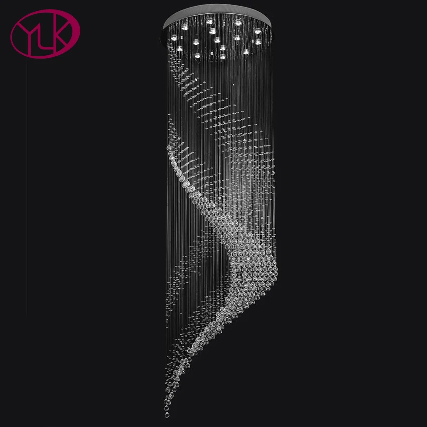 

Luxury Modern Crystal Chandelier Dia100*H300cm Spiral Stair Cristal Light Large Hall Lobby Lighting Fixture Lustre De Plafond