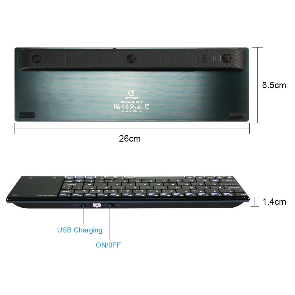 Оригинальная Беспроводная Французская клавиатура Zoweetek Mini i12plus 2,4G с тачпадом Teclado для ТВ-приставки Android PC, игровая клавиатура