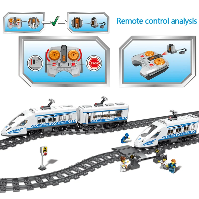 RC تكنيك مدينة السكك الحديدية سلسلة اللبنات متوافق legorreta التحكم عن بعد محطة القطار الطوب لعب للأطفال