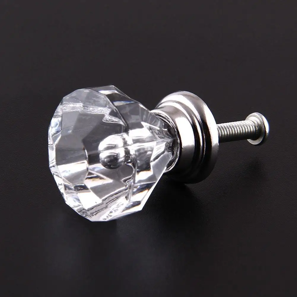Hot 30mm Clear Diamond Shape Design Glass Knobs Crystal Acrylic Door