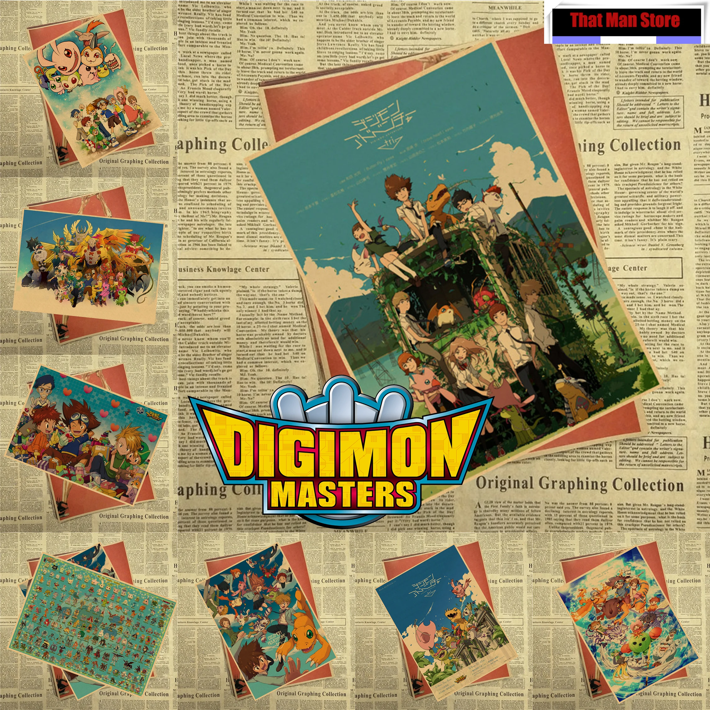 

Digimon Adventure Anime core Kraft Poster Print Agumon Pictures For Living Room Decor Wall Decorative Paintings 30X21cm