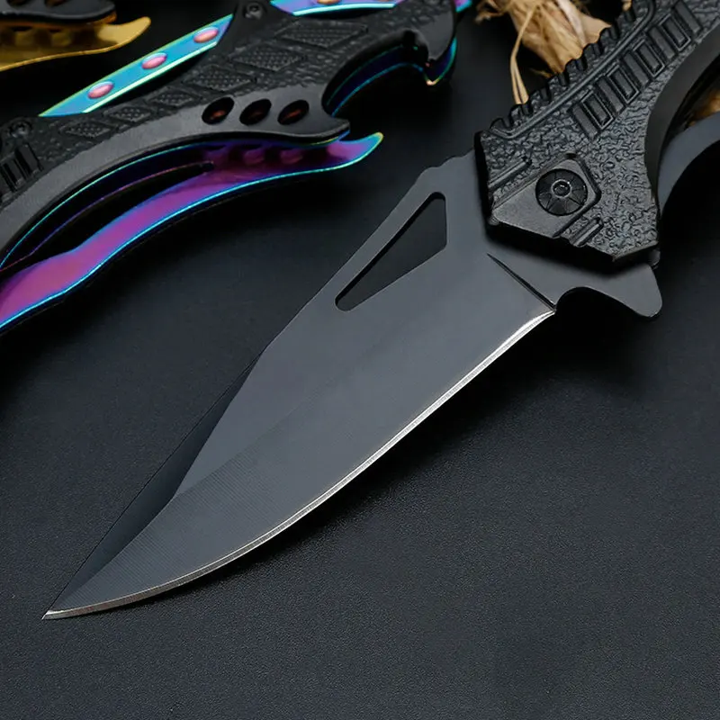 gold colorful tactical folding knife outdoor camping hunting survival rescue edc tools (6)