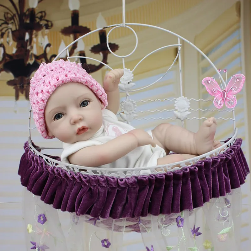 

One Piece 11" Mini Doll Lifelike Bebe Reborn Baby without Basket Vinyl Collectible Toys Wedding Gifts Toys for Children Juguetes