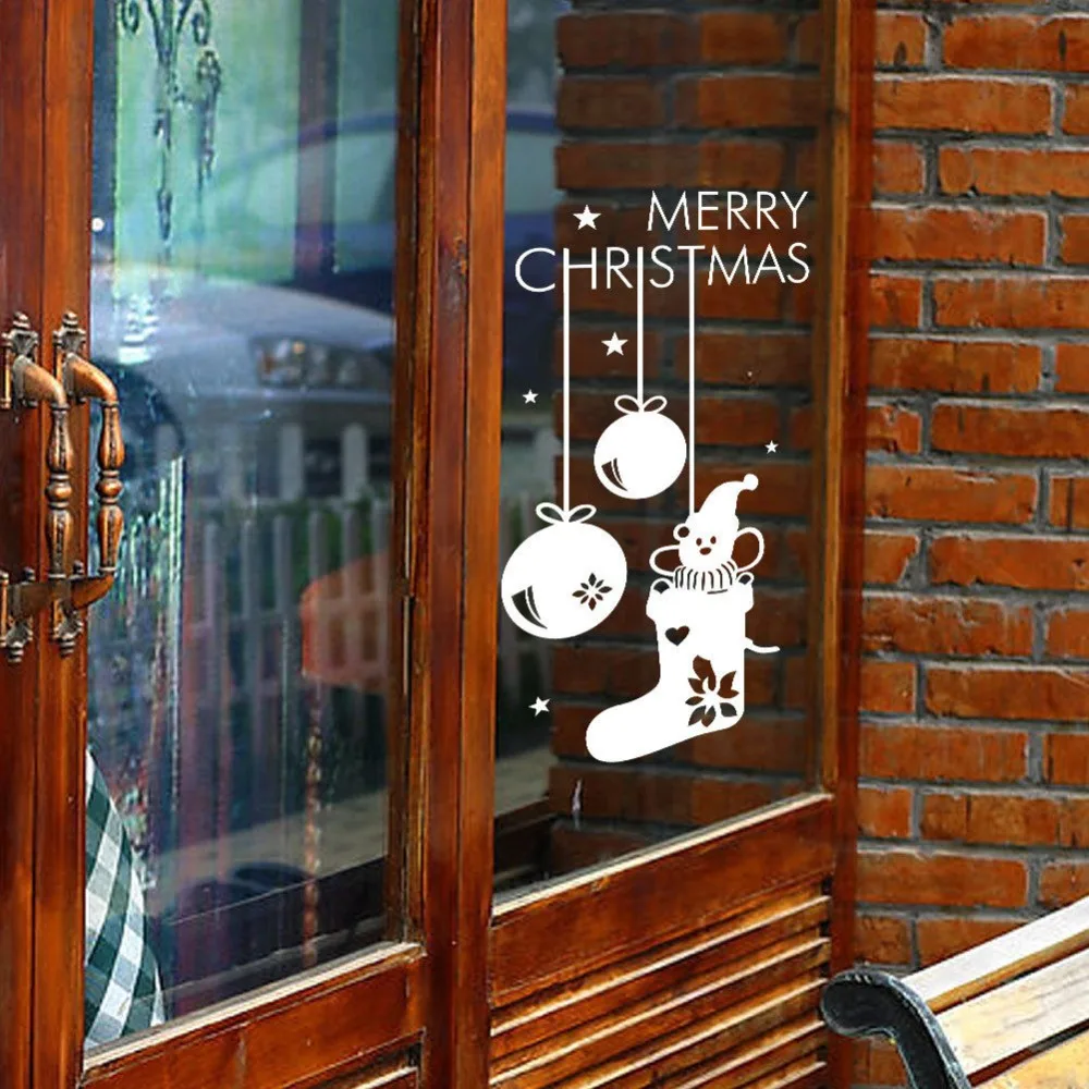 Merry Christmas Socks Bell Decal Holiday Season Window Decor Sticker Art Vinyl Gift Removable Home Wall Mural MC018 | Дом и сад