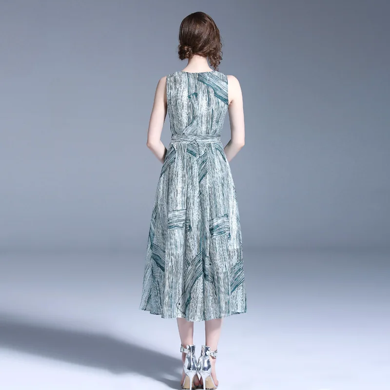 Czgee Women summer dress Fashion Casual sleeveless Print vest dress Elegant Slim Vintage dress Plus size women vestidos Dresses