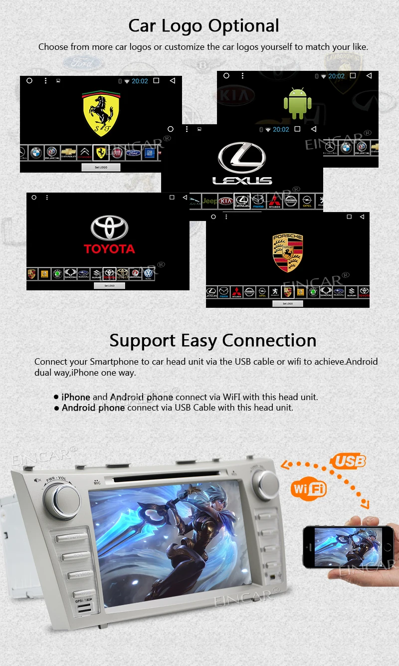 Sale Eincar For TOYOTA Camry 8 inch Android 7.1 CAR DVD Player GPS Navigation Bluetooth HD Touchscreen Radio + Wireless Rear Camera 6