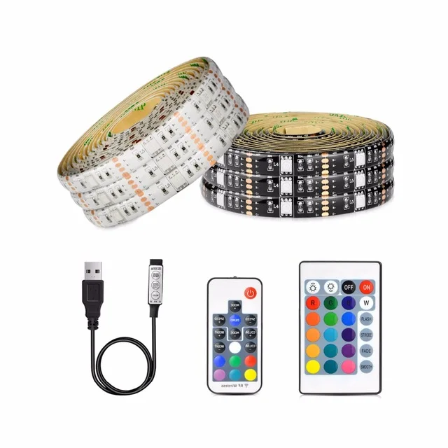 

DC 5V 5050 SMD RGB USB LED strip Light Ribbon tape 1M 2M 3M 4M 5M USB charger LED lamp 3key 17key 24key RGB remote control