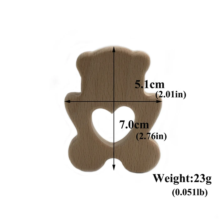 Органический бук деревянный белый медведь натуральные ручной работы деревянные Прорезыватели DIY деревянный Персонализированный Кулон экологически безопасный Прорезыватель для малышей