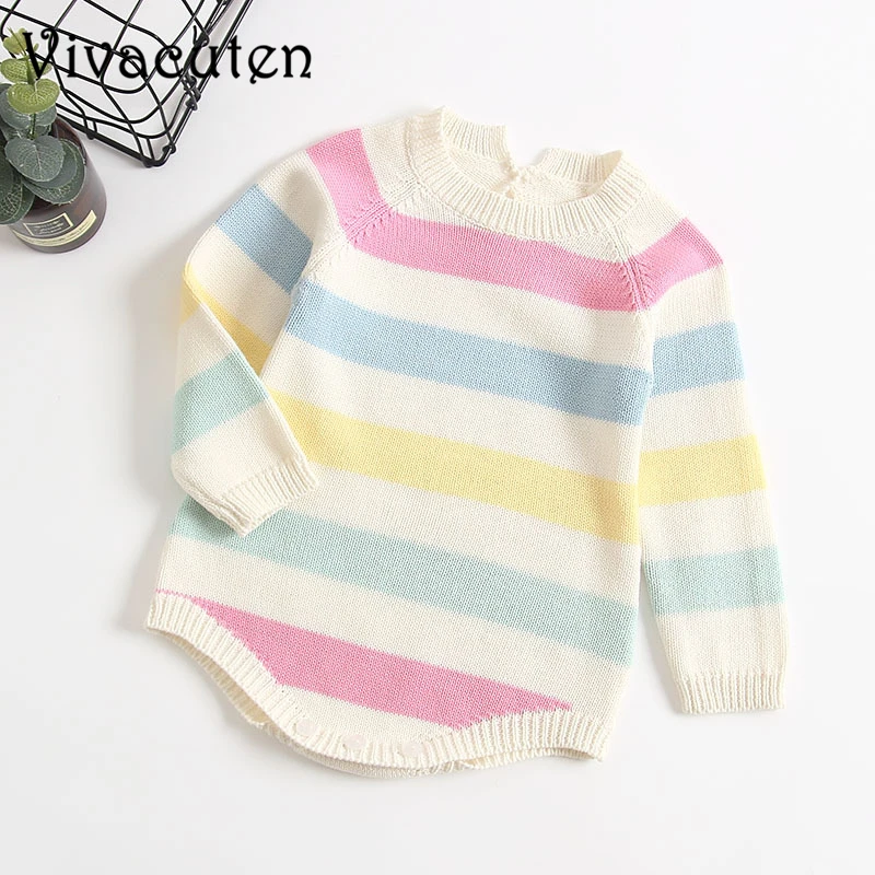 

Autumn Winter Baby Rompers Rainbow Striped Knitted Climbing Clothing Kids Clothes Long Sleeve Tops Newborn Baby Girls Rompers
