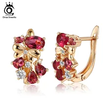 ORSA JEWELS Роскошные серьги золотого цвета Для женщин серьги-гвоздики крапановая закрепка блестящие AAA Красный кубического циркония модные серьги, украшения подарок OME60-R