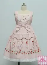 Cosplay rosa sweet lolita dress leche conejo imprimir mujeres correa de espagueti dress anime fiesta de halloween vestidos de encaje traje de sirvienta