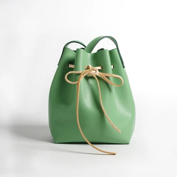 

New 2018 Women Bag Shoulder Crossbody Fashion Genuine Leather Bucket Bags Summer Lady Bags Leather Handbags For green Blue
