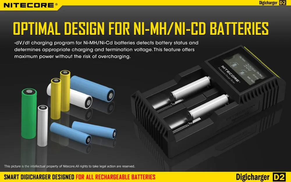 Оригинальное зарядное устройство Nitecore D4 D2 Digi, интеллектуальная ЖК-схема, глобальная страховка, литий-ионный аккумулятор 18650 14500 16340 26650, зарядное устройство