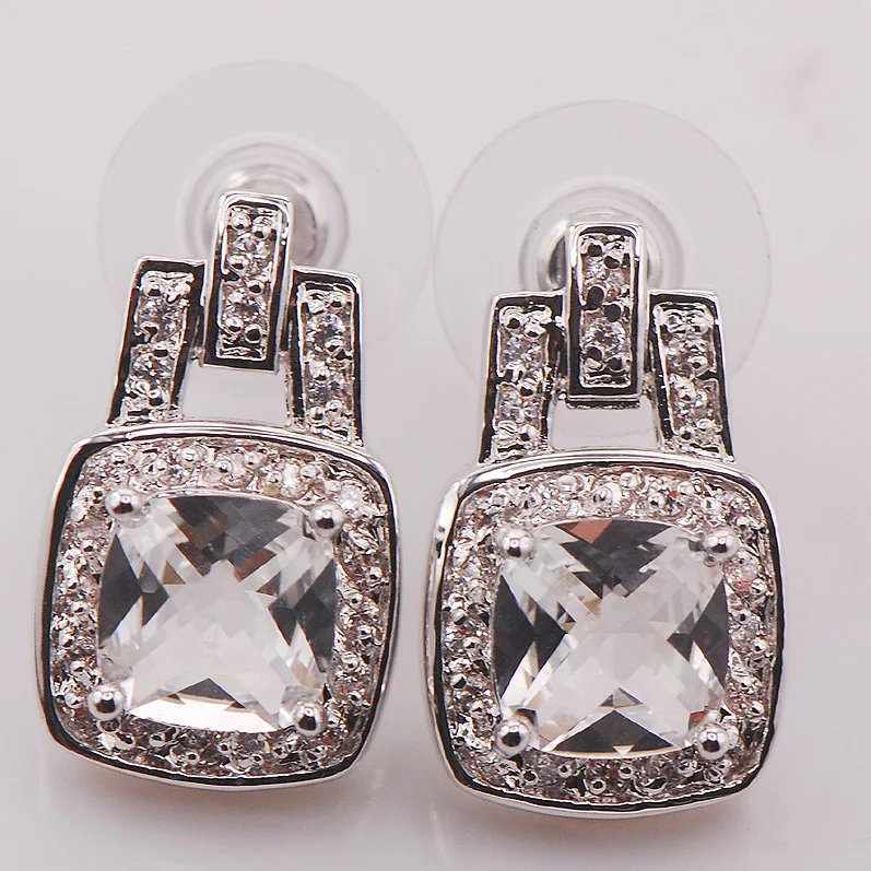 

White Crystal Zircon 925 Sterling Silver Earrings TE465