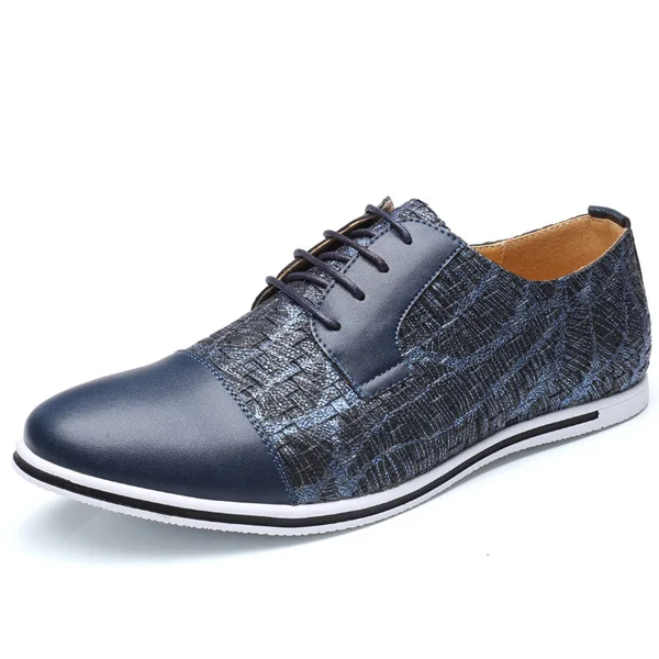 YWEEN/мужская повседневная обувь; Большие европейские размеры 50; стильные разноцветные модные оксфорды на шнуровке; модельные туфли на плоской подошве - Цвет: Синий