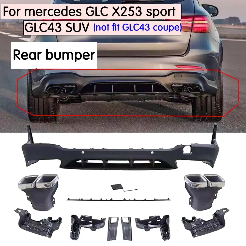 For Glc63 Glc250 Glc300 Pp Rear Diffuser Lip Bumper With